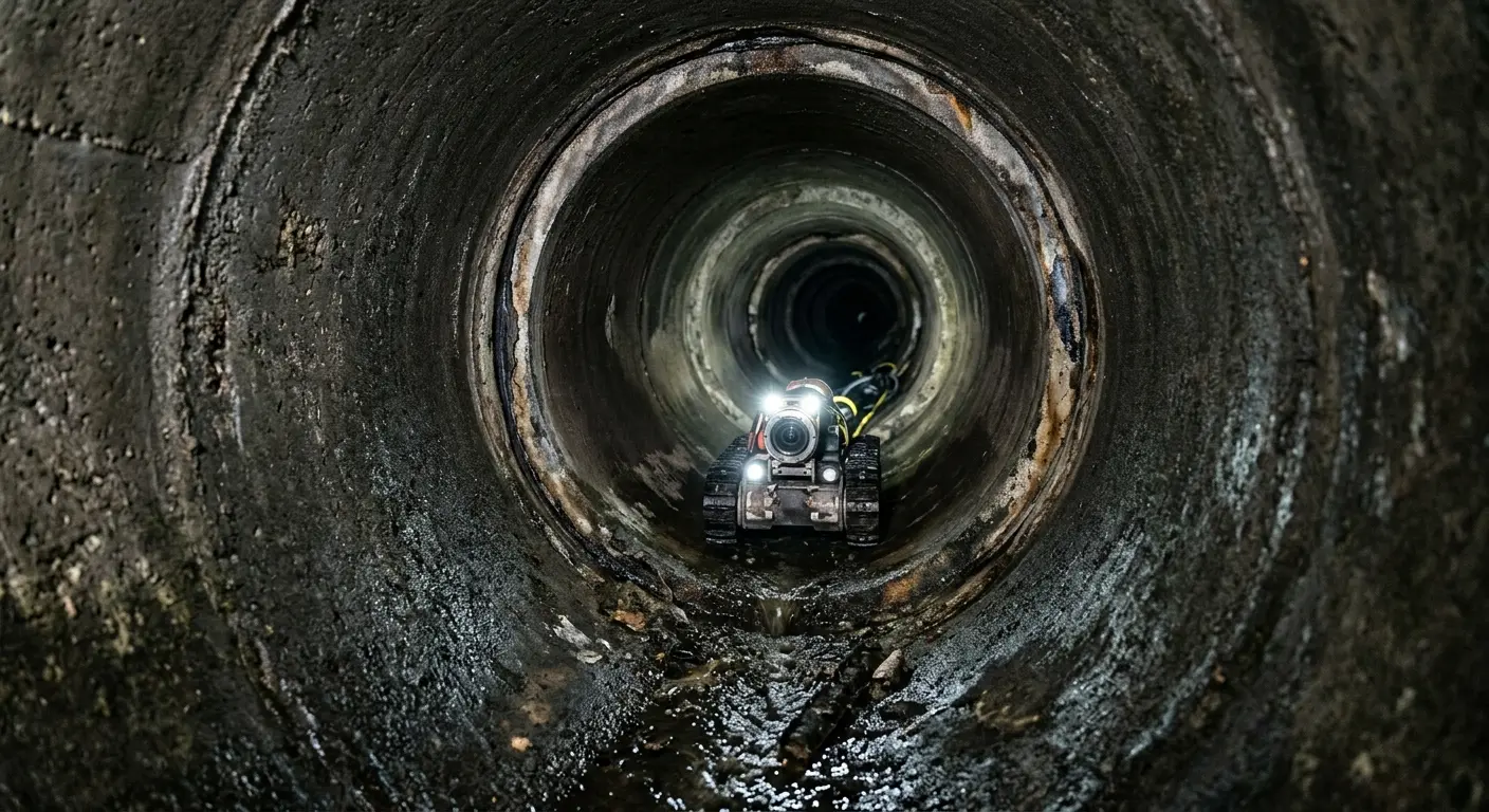 Robotic sewer camera inspecting pipe interior for Sewer Line Repair in Shelley
